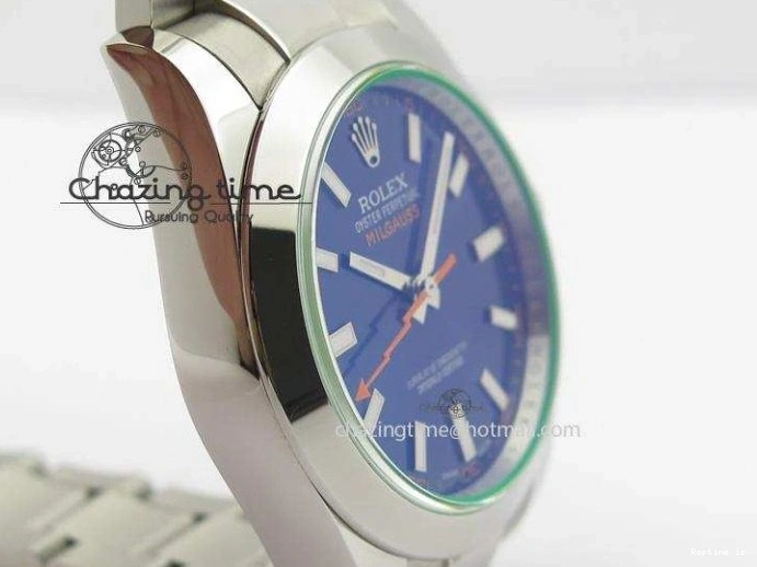 1225 HighPerformance Milgauss 116400 GV JF 1:1 Green Sapphire Blue Dial On SS Bracelet SA 3959